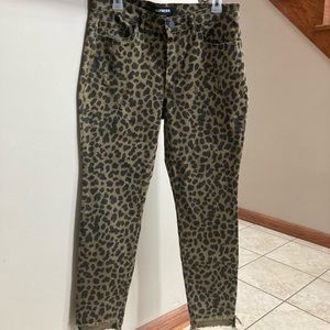 Express leopard print distressed high rise jeans